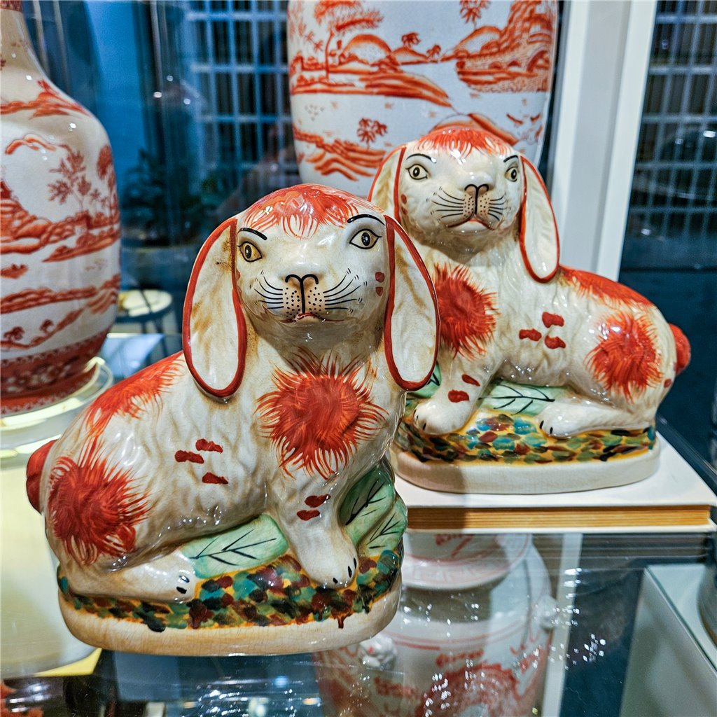 Danny's Fine Porcelain 8" Orange Hares-Pair