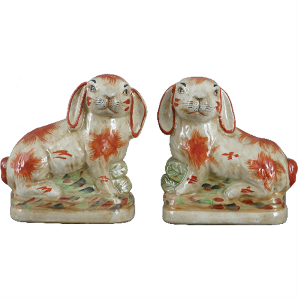 Danny's Fine Porcelain 8" Orange Hares-Pair