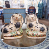 Danny's Fine Porcelain Small Staffordshire Bunny Hares- Black - Pair