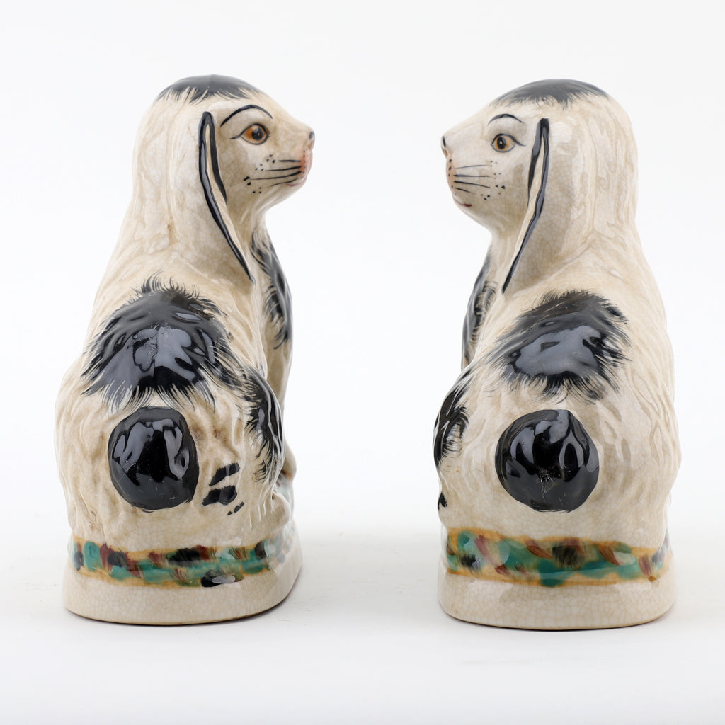 Danny's Fine Porcelain Small Staffordshire Bunny Hares- Black - Pair