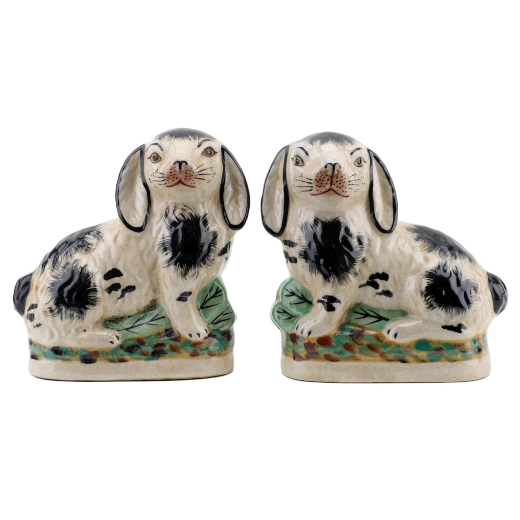Danny's Fine Porcelain Small Staffordshire Bunny Hares- Black - Pair