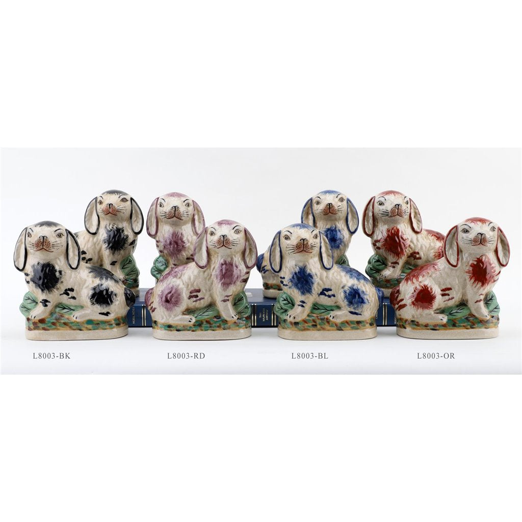 Danny's Fine Porcelain Small Staffordshire Bunny Hares- Blue - Pair