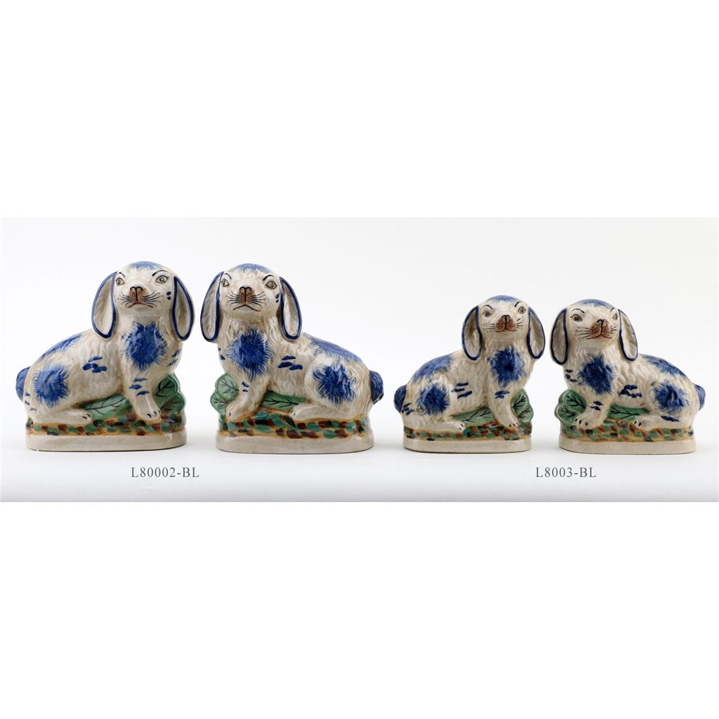 Danny's Fine Porcelain Small Staffordshire Bunny Hares- Blue - Pair