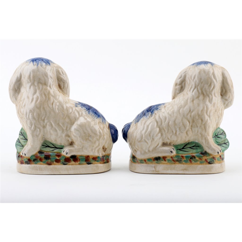 Danny's Fine Porcelain Small Staffordshire Bunny Hares- Blue - Pair
