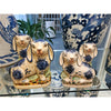 Danny's Fine Porcelain Small Staffordshire Bunny Hares- Blue - Pair