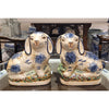 Danny's Fine Porcelain Small Staffordshire Bunny Hares- Blue - Pair