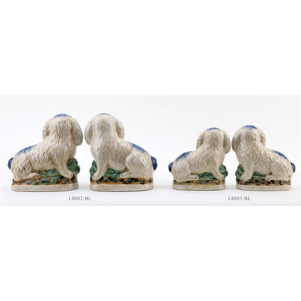 Danny's Fine Porcelain Small Staffordshire Bunny Hares- Blue - Pair