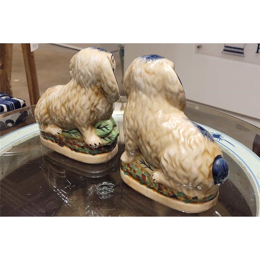Danny's Fine Porcelain Small Staffordshire Bunny Hares- Blue - Pair