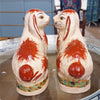 Danny's Fine Porcelain Small Staffordshire Bunny Hares- Rust Orange - Pair