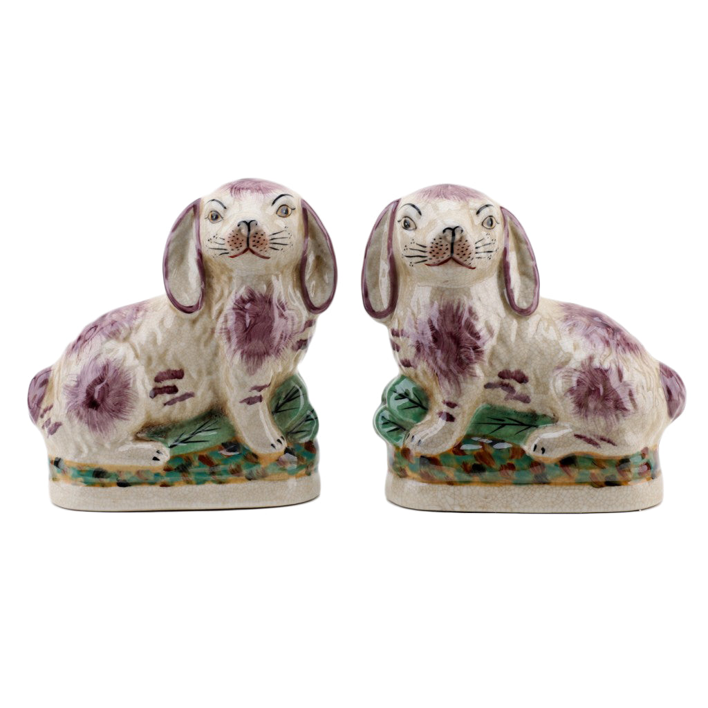 Danny's Fine Porcelain Small Staffordshire Bunny Hares- Pink - Pair