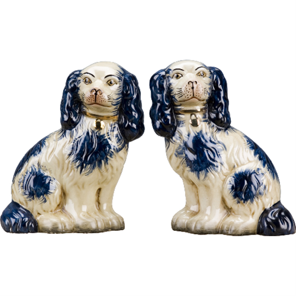 Danny's Fine Porcelain Staffordshire Dogs- Blue- Pair