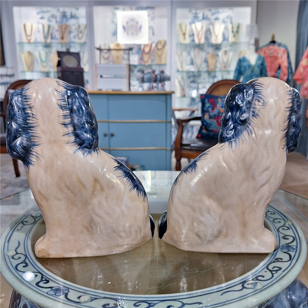 Danny's Fine Porcelain Staffordshire Dogs- Blue- Pair
