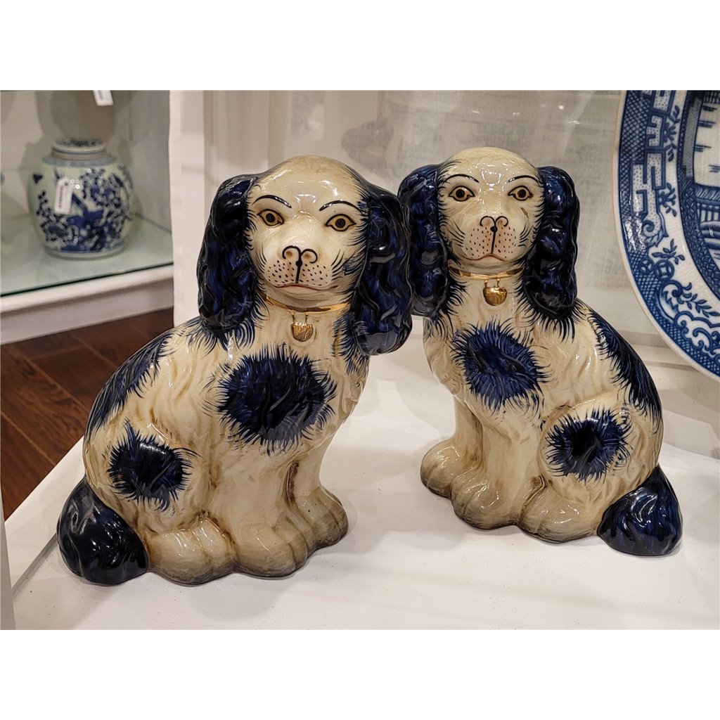 Danny's Fine Porcelain Staffordshire Dogs- Blue- Pair