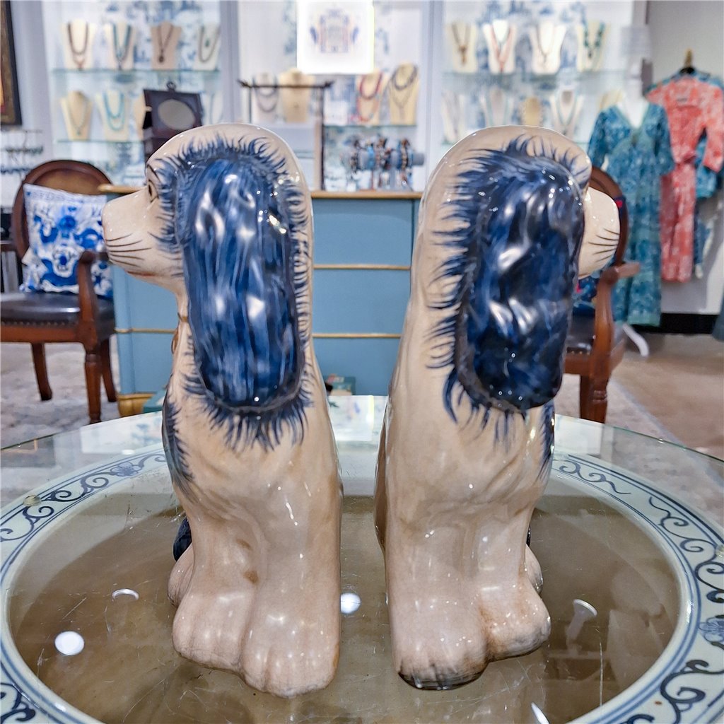 Danny's Fine Porcelain Staffordshire Dogs- Blue- Pair