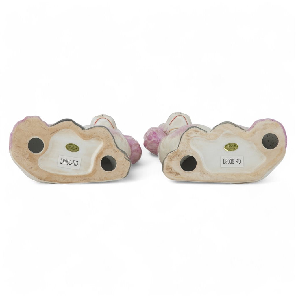 Danny's Fine Porcelain Pink Dog W/ Chain-Pair
