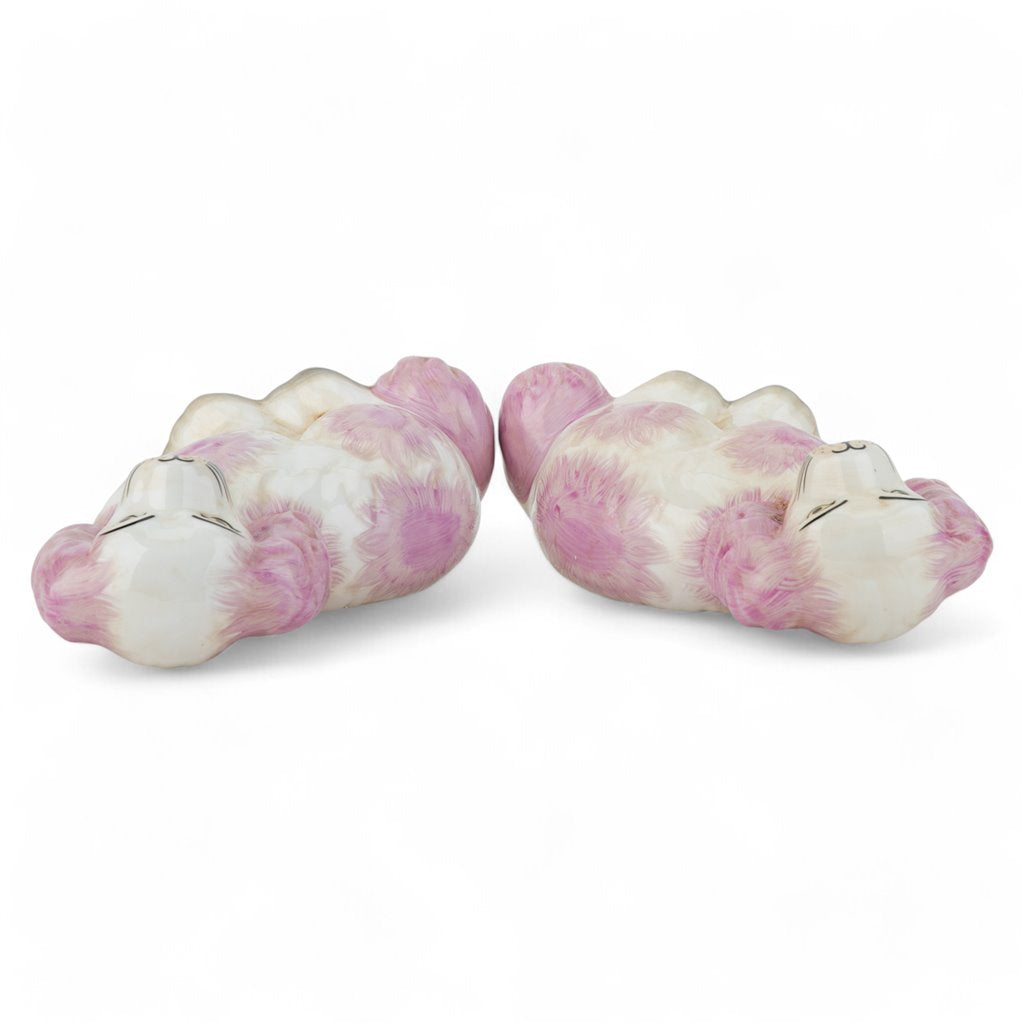 Danny's Fine Porcelain Pink Dog W/ Chain-Pair