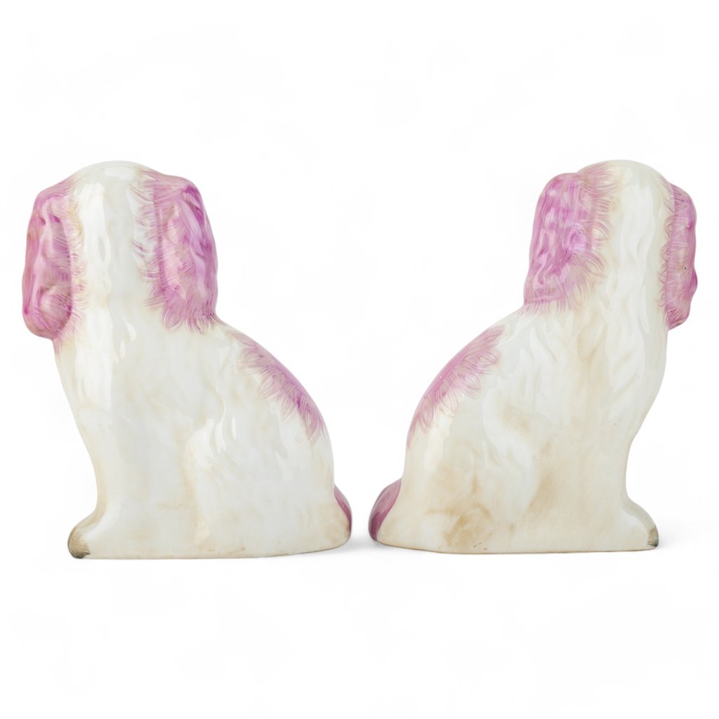 Danny's Fine Porcelain Pink Dog W/ Chain-Pair