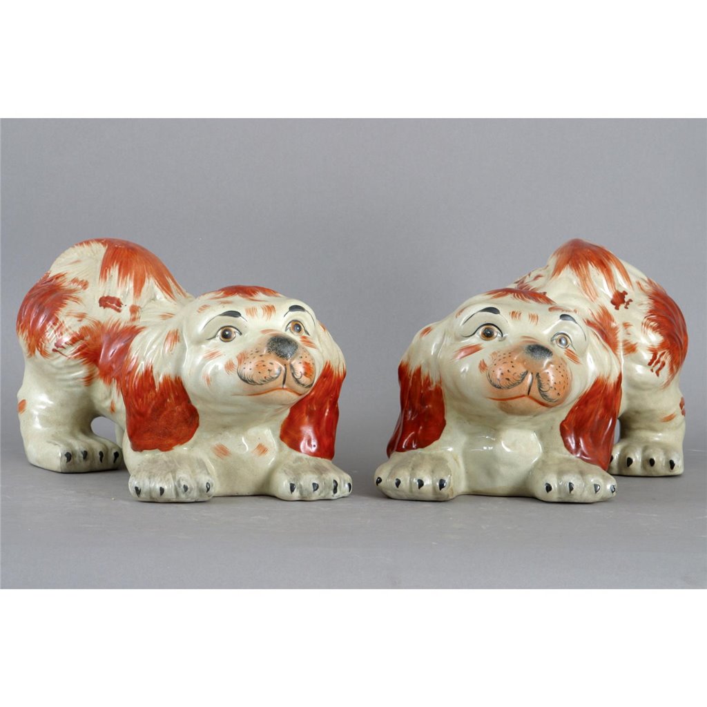 Danny's Fine Porcelain 8" Orange Dogs-Pair