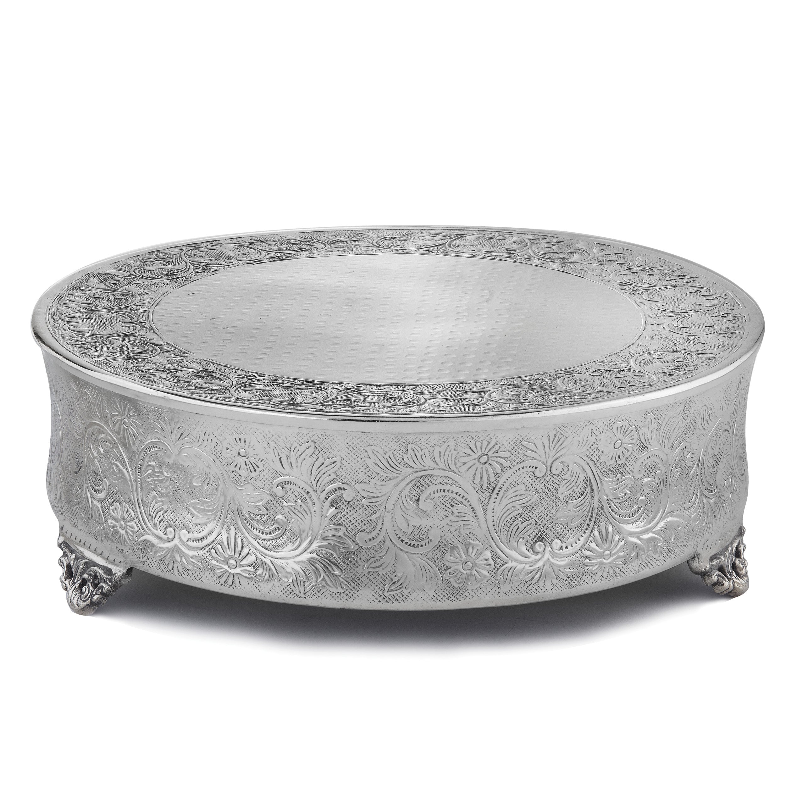 Leeber Serveware 18" Round Ornate Plateau, NiP, 6" Ht