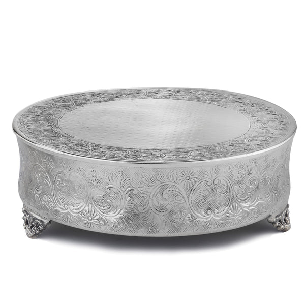 Leeber Serveware 18" Round Ornate Plateau, NiP, 6" Ht