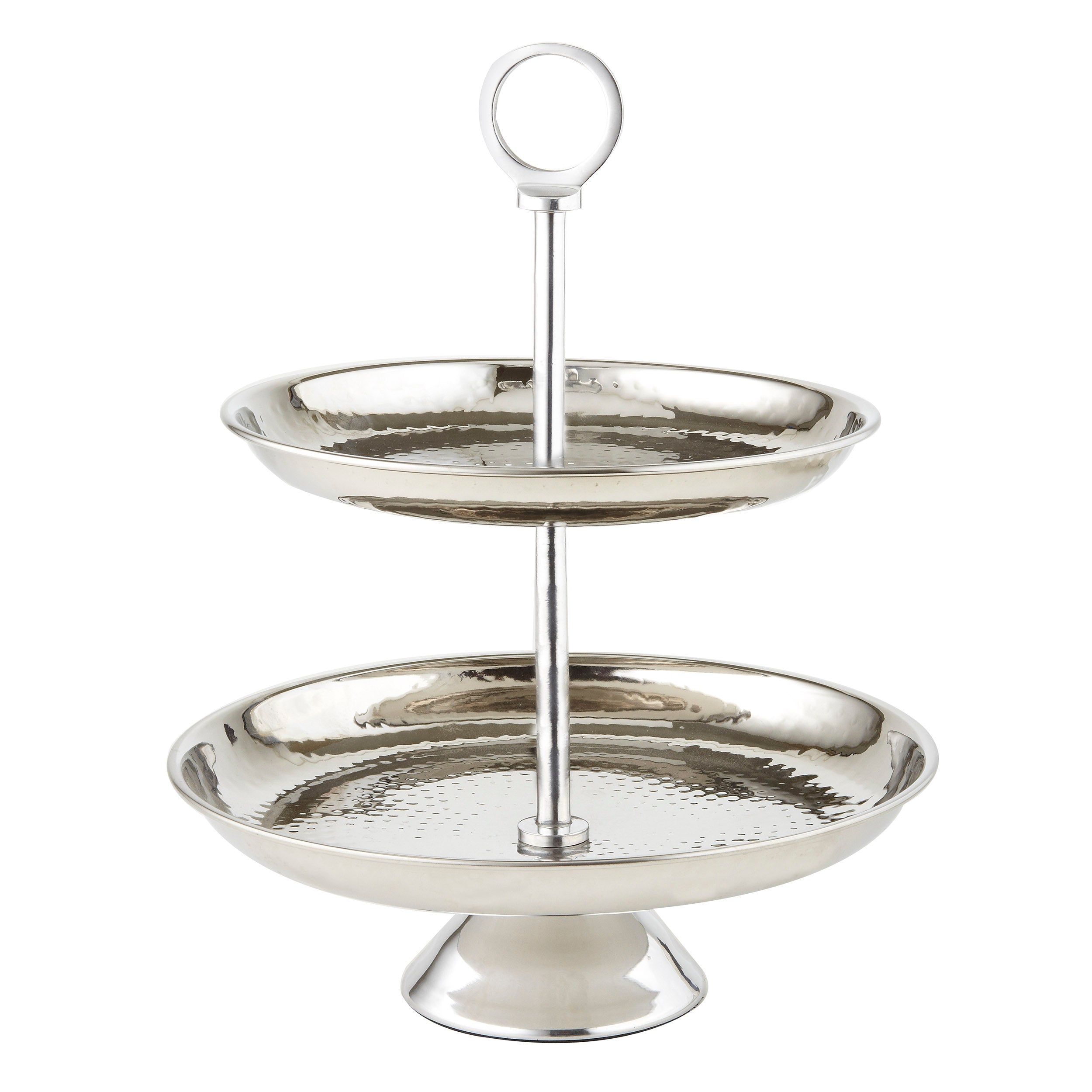 Leeber Serveware 2 Tier Hammered Stand, trays, 8.5" and 10.5", 13.5" H