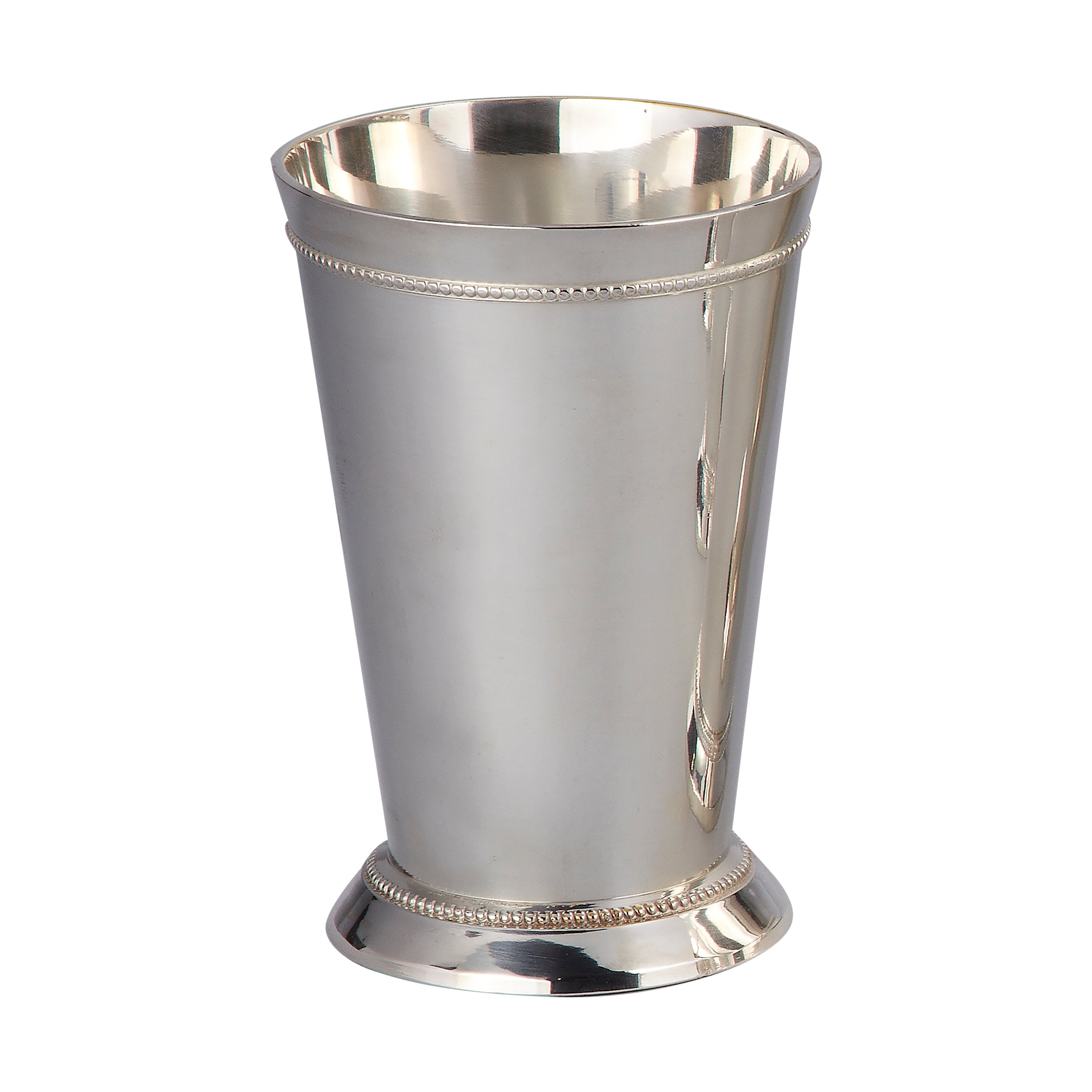 Leeber Serveware Beaded Mint Julep Cup, 6.5" Ht, SP over Brass, 22 oz