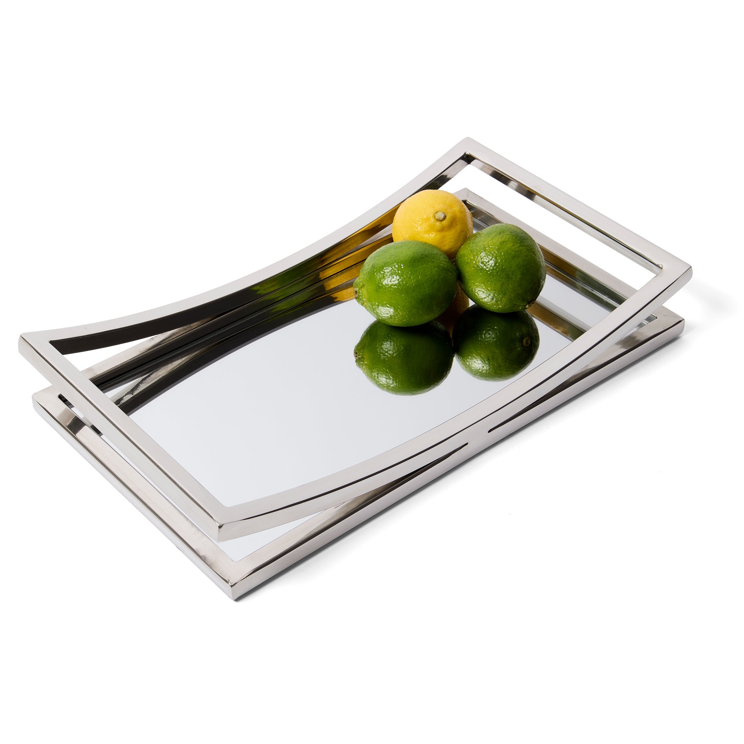 Leeber Serveware Beam Rectangular Mirror Tray, 14" x8" x 2" H