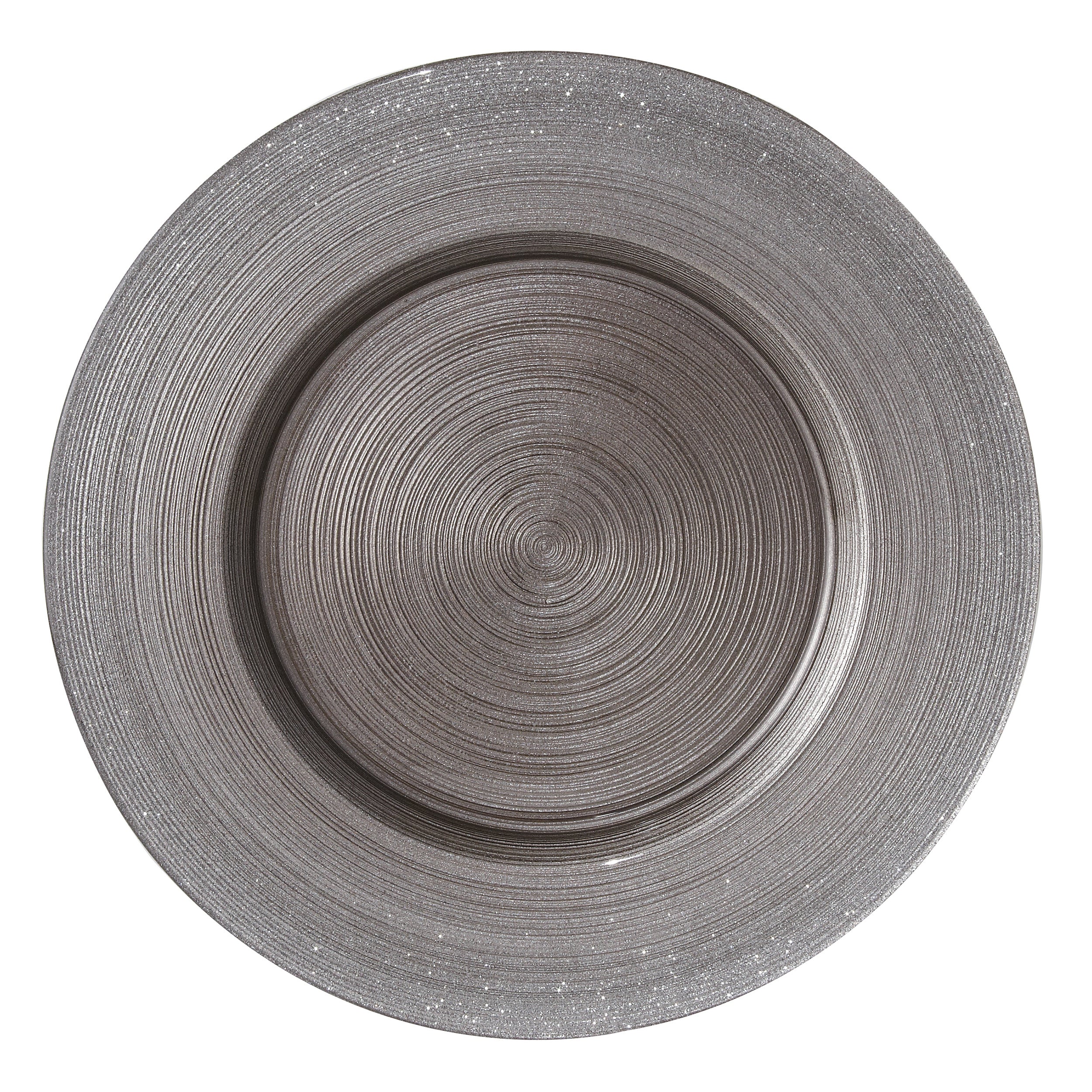 Leeber Serveware Charger Metallic Gray w/Glitter Edge, Set of 4, 13" Dia