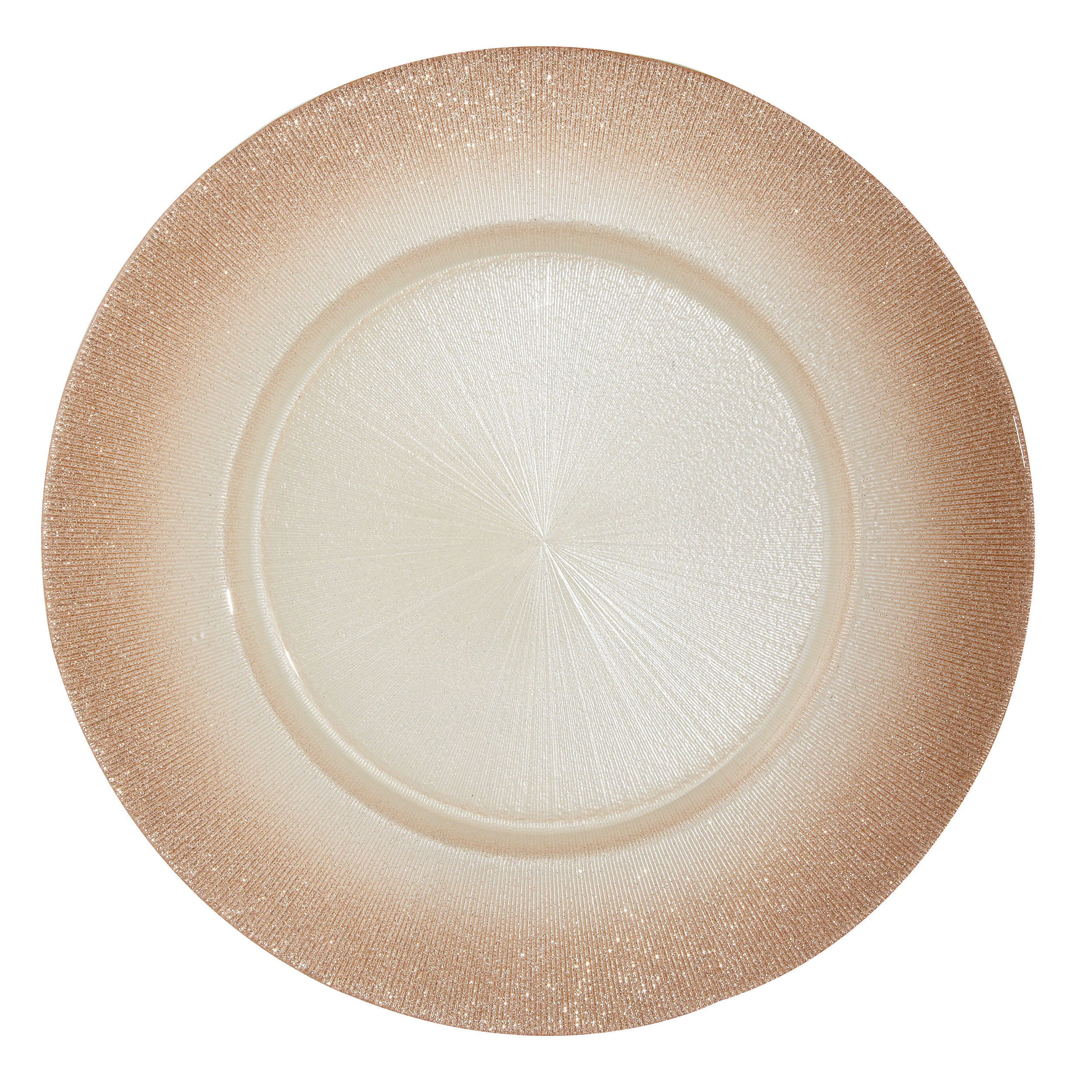 Leeber Serveware Charger Rose Gold w/Glitter Edge, Set of 4, 13" Dia