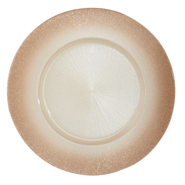 Leeber Serveware Charger Rose Gold w/Glitter Edge, Set of 4, 13" Dia