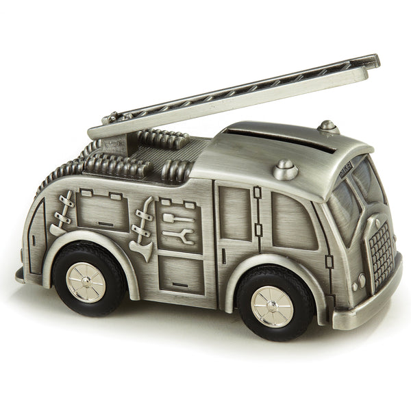 Leeber Giftware Fire Truck Bank, Pewter Finish