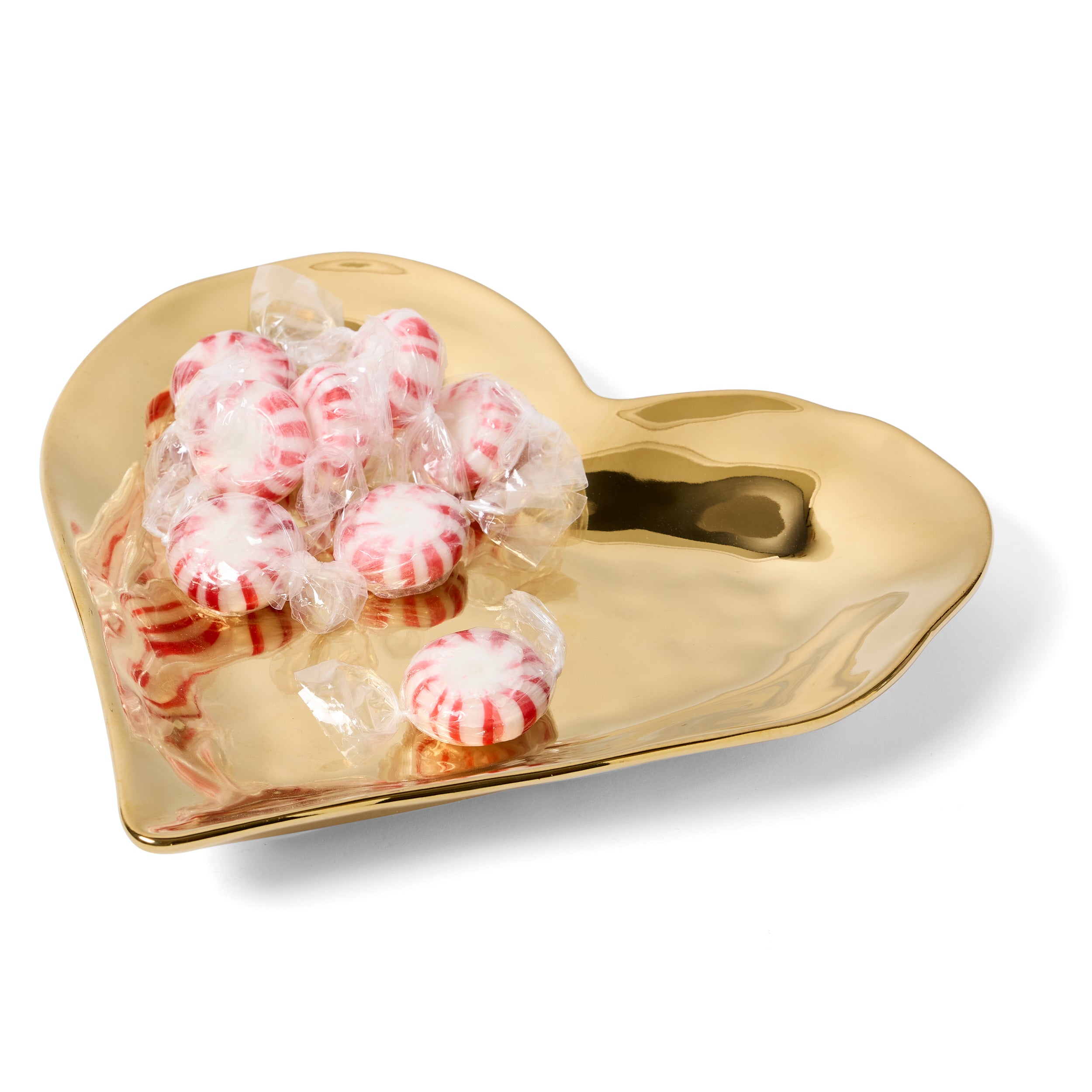 Leeber Serveware Gold Heart Plate, 7" x 6.75" x 1" H