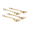 Leeber Serveware Gold Plate Fork with Crystal, set of 4, 4.75" L