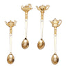 Leeber Serveware Gold Plate Teapot Spoons w/Crystal, set of 4, 4.5" L