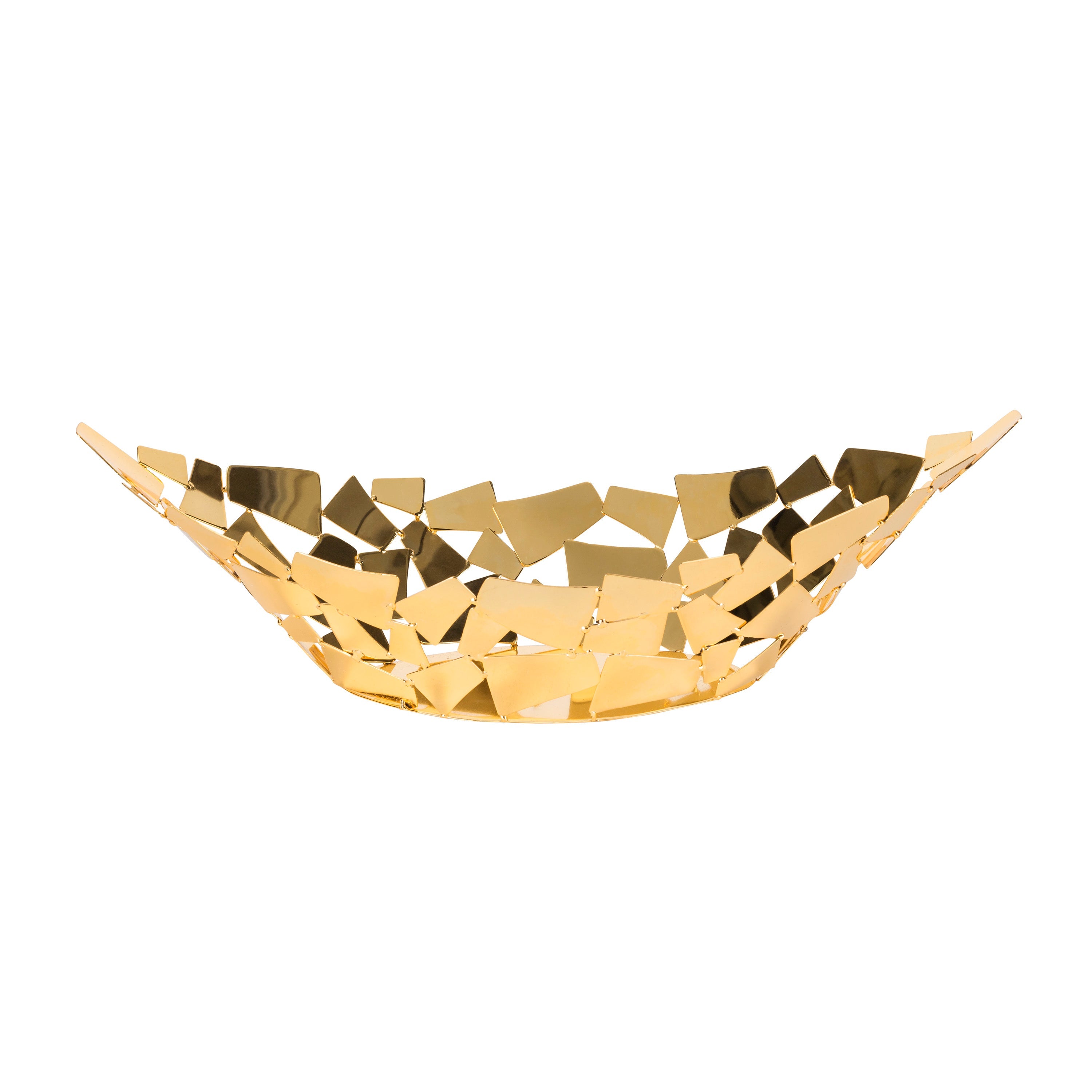 Leeber Serveware Golden Facets Boat, 16" x 6.5" x 5" H