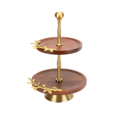 Leeber Serveware Golden Vine 2-Tier Wood Stand, 8", 10"
