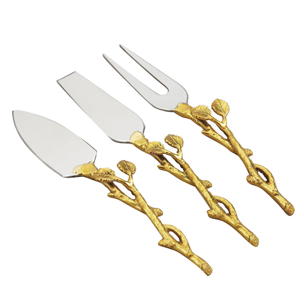 Leeber Serveware Golden Vine 3 Piece Cheese Set, 6.75" L