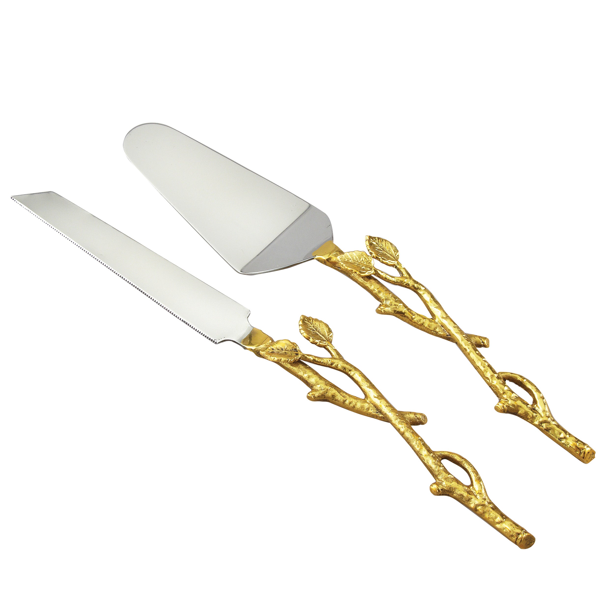 Leeber Serveware Golden Vine Cake/Knife Set, 13" L