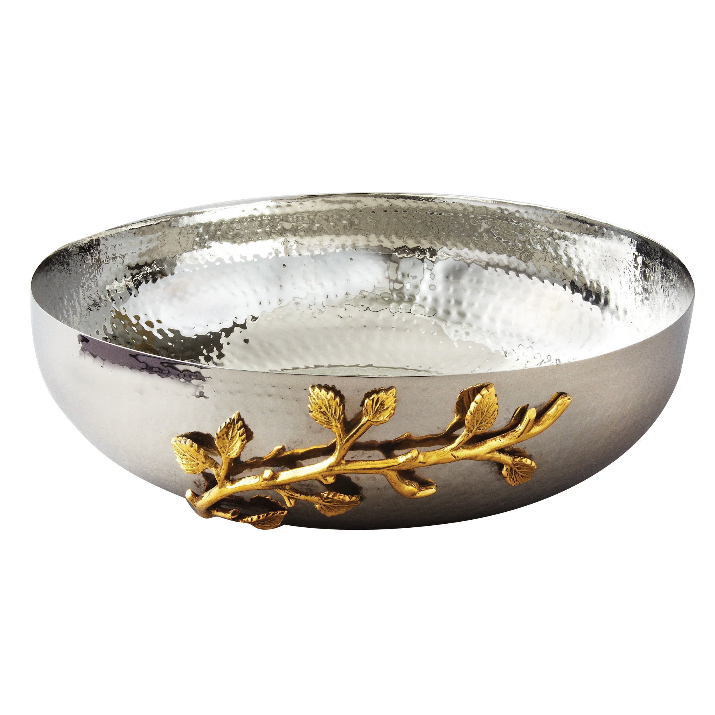 Leeber Serveware Golden Vine Hammered Bowl, 12" Dia, 3.5" H