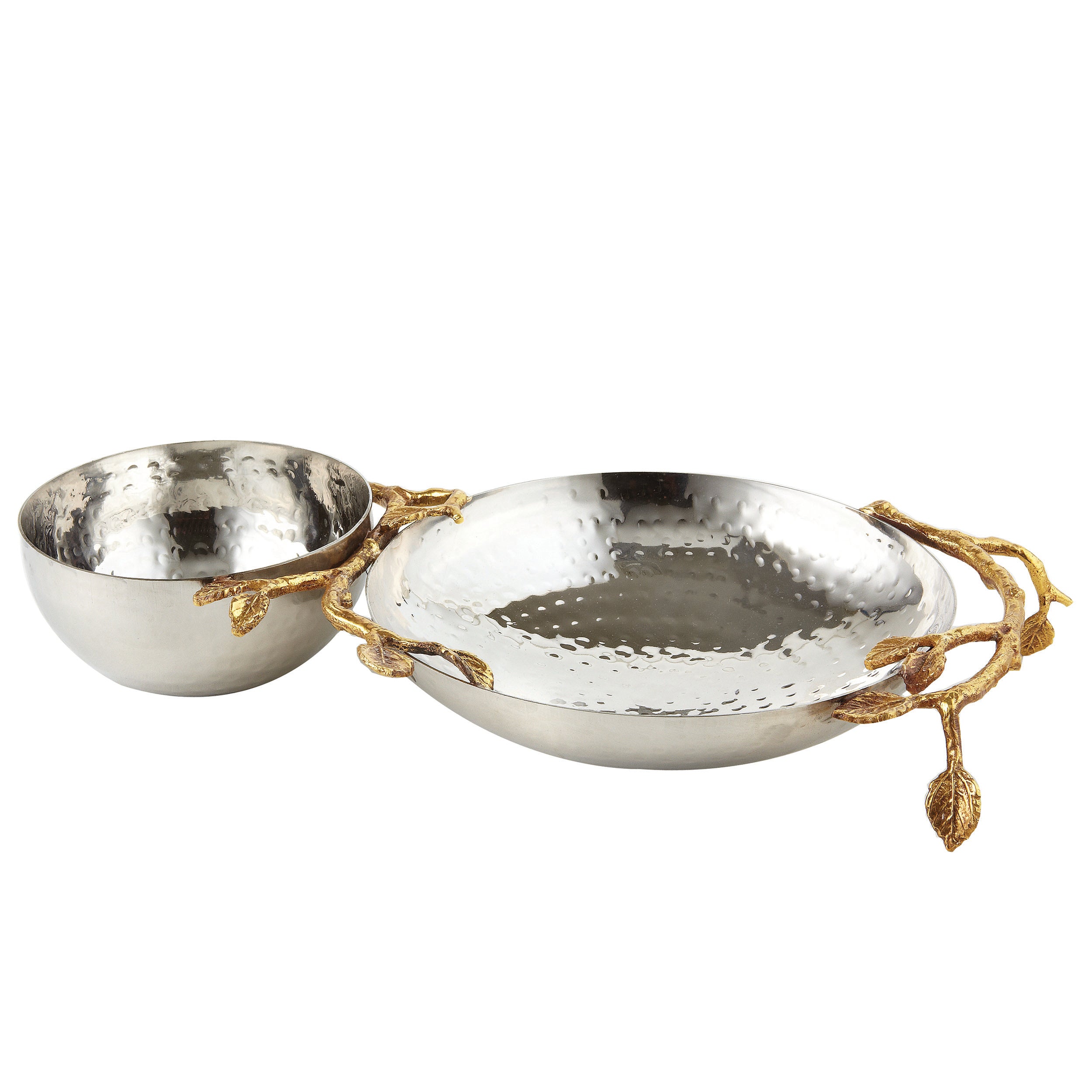 Leeber Serveware Golden Vine Hammered Chip & Dip, 11.25" x 6.25"