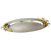 Leeber Serveware Golden Vine Hammered Oval Tray, 16.5" x 10"