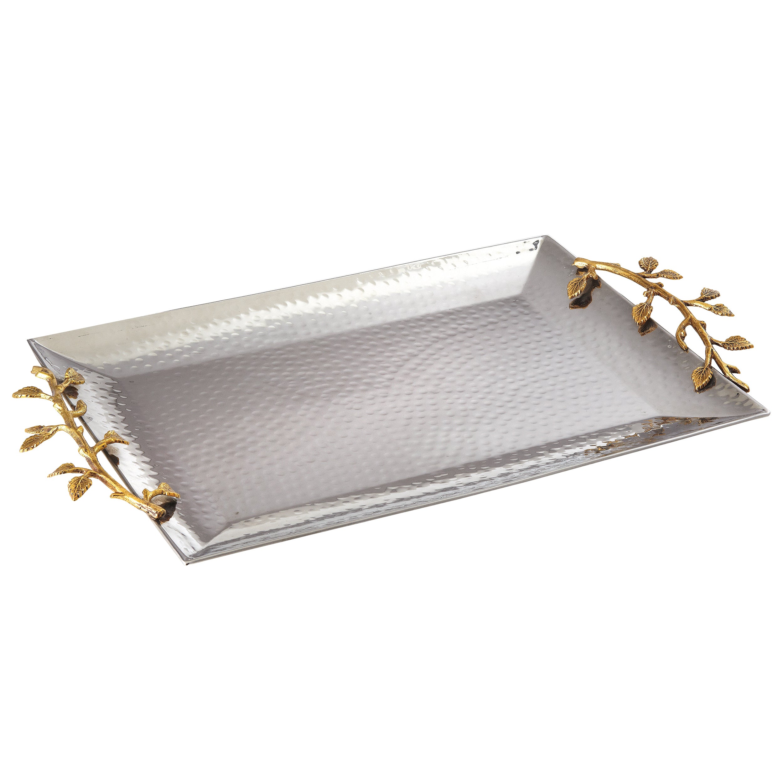 Leeber Serveware Golden Vine Hammered Rect Tray, 16" x 11"