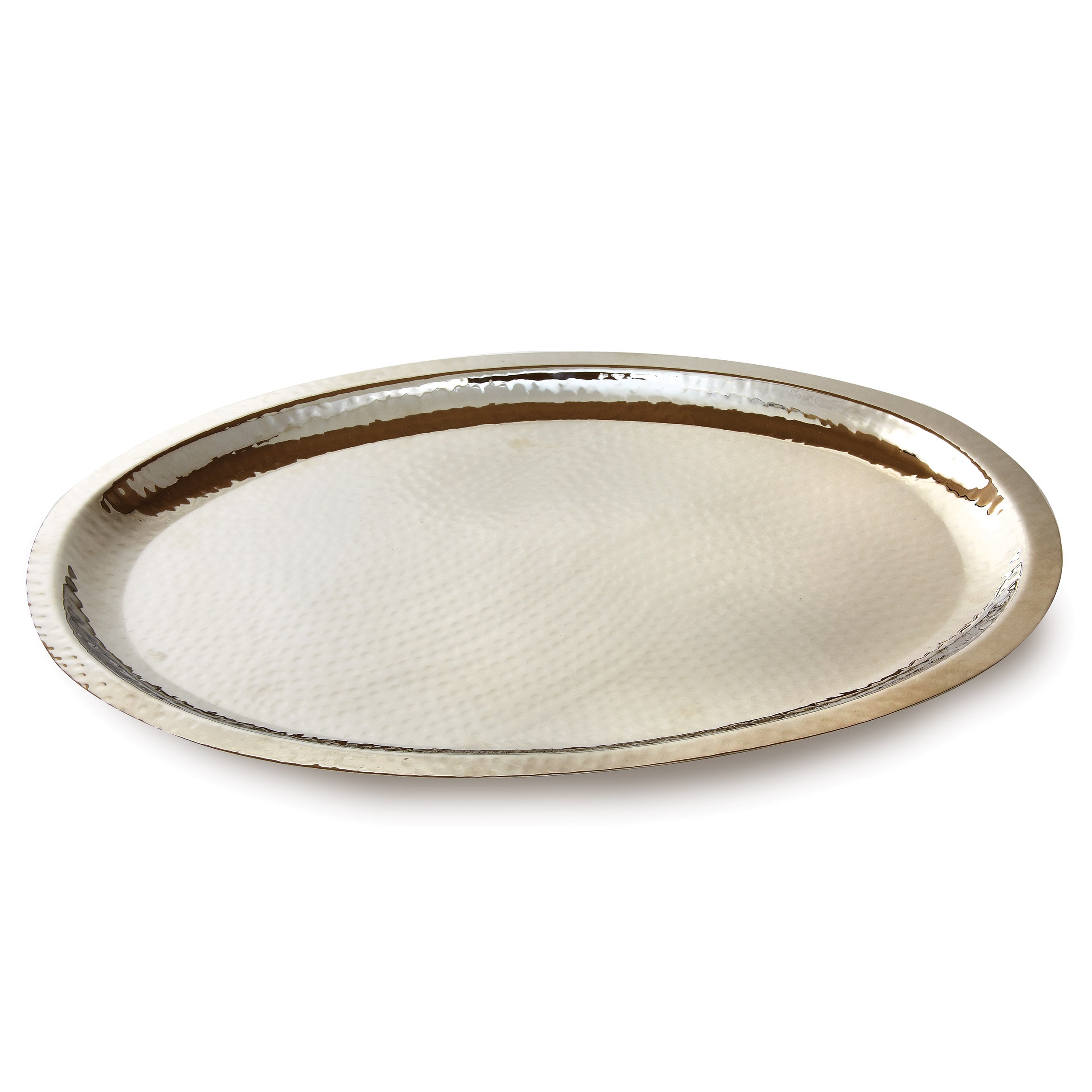 Leeber Serveware Hammered Oval Tray, 18" x 13.25" x 1" H