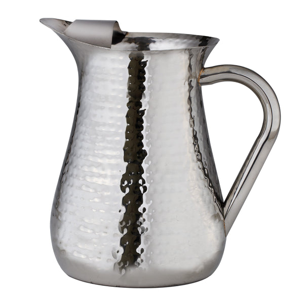 Leeber Serveware Hammered Pitcher w/Ice Guard, 72 oz, 8" Dia x 8.5"H