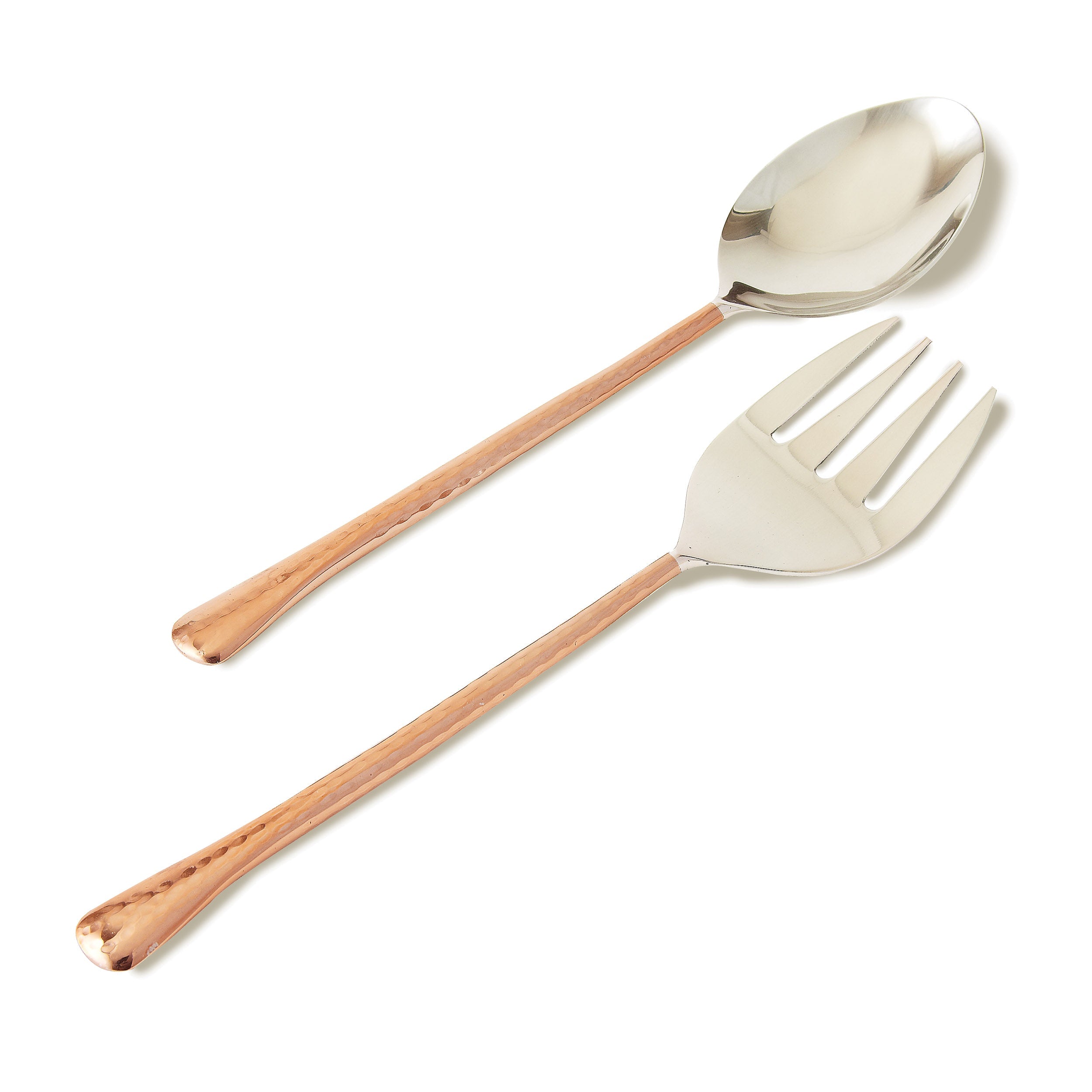 Leeber Serveware Hammered Salad Server Set, Copper, 11" L