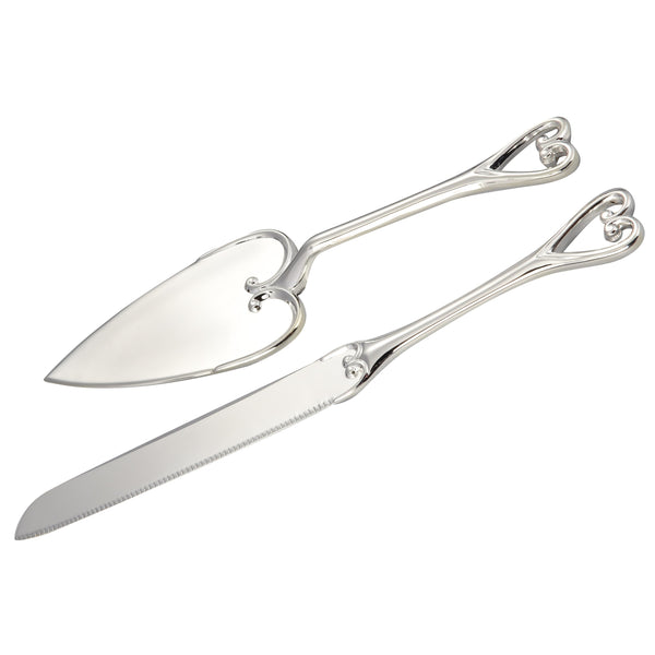 Leeber Serveware Heart Cake & Knife Set, 12" L