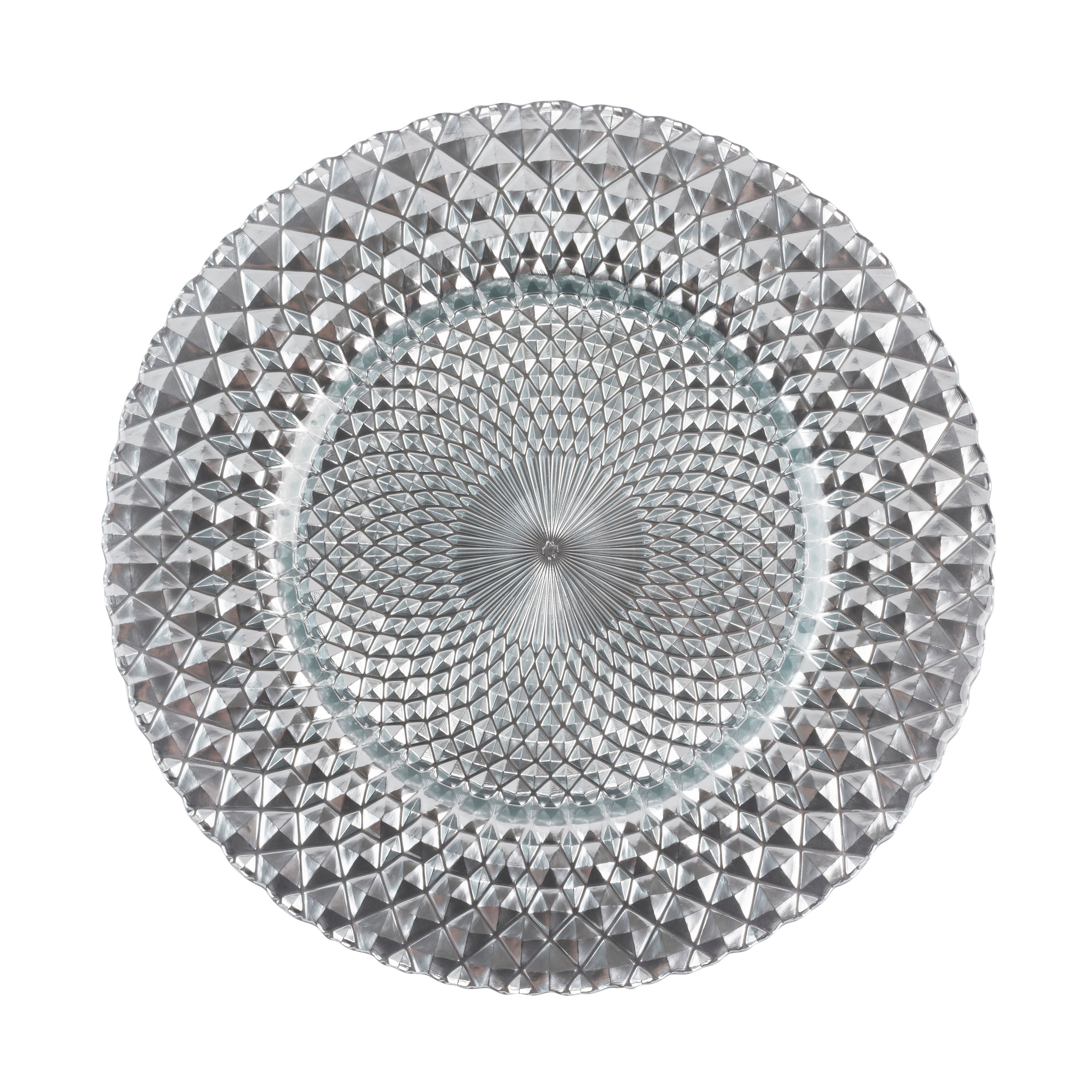 Leeber Serveware Kenton Mirrored Silver Chargers, Set 4, 13" Dia