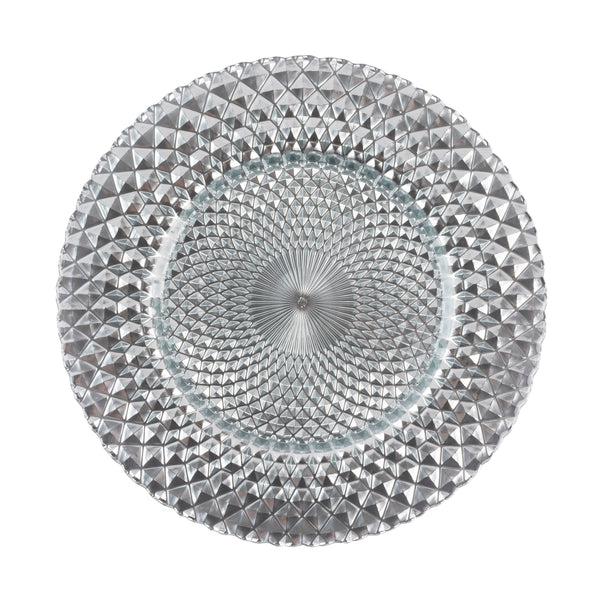 Leeber Serveware Kenton Mirrored Silver Chargers, Set 4, 13" Dia