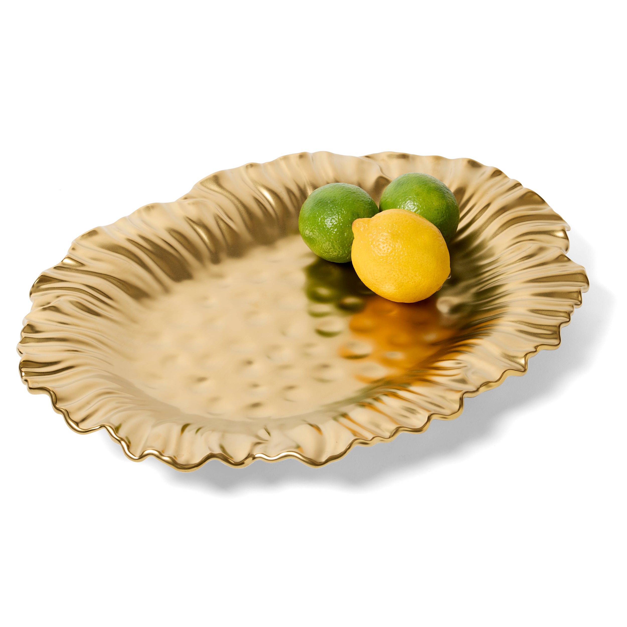 Leeber Serveware Matte Gold Oval Sunflower Platter,15.5" x 12" x 1.5" H