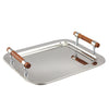 Leeber Serveware Med Rect Tray w/Wood Handle, 16.5" x 13"